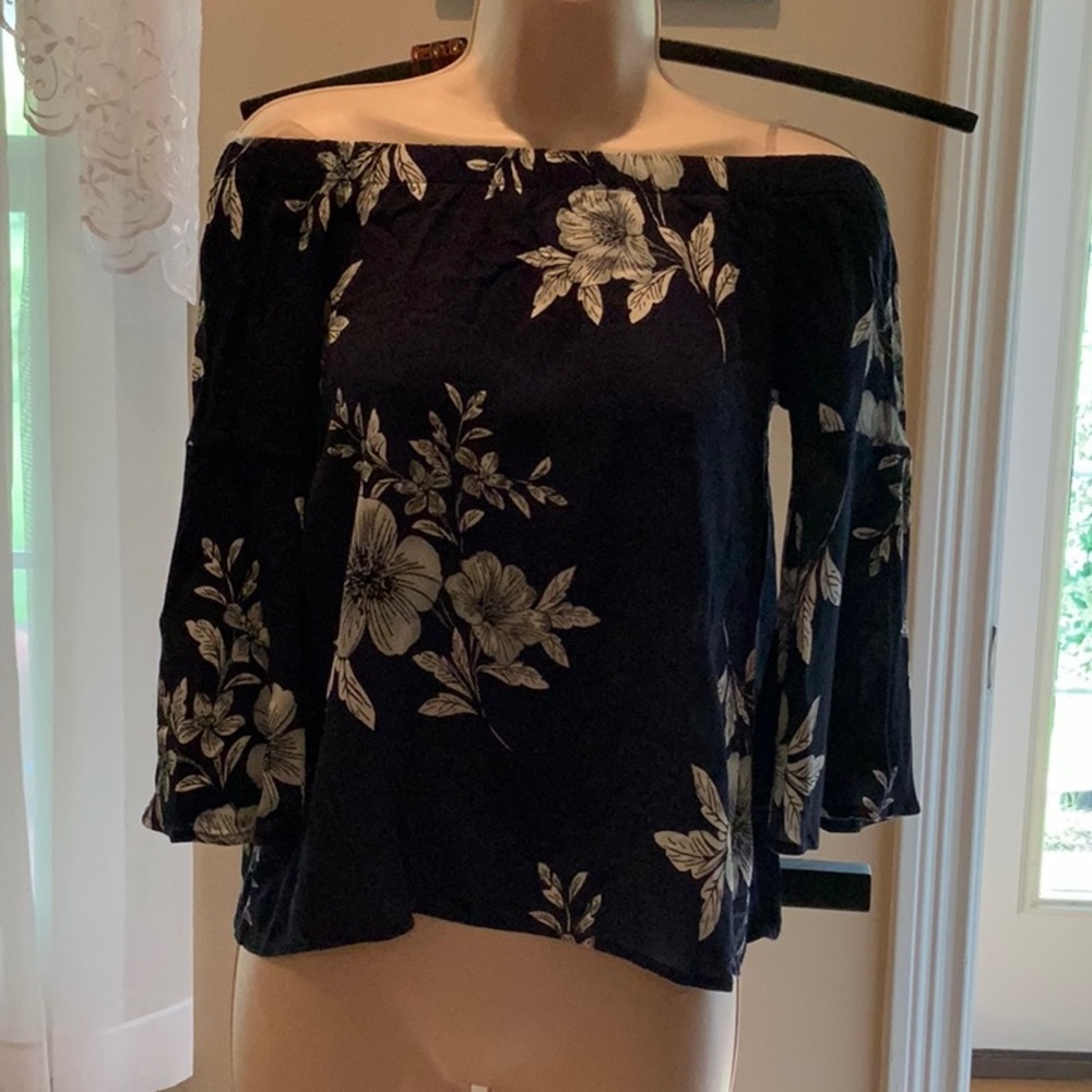 Off the Shoulder Floral Top with 3/4 bell sleeves